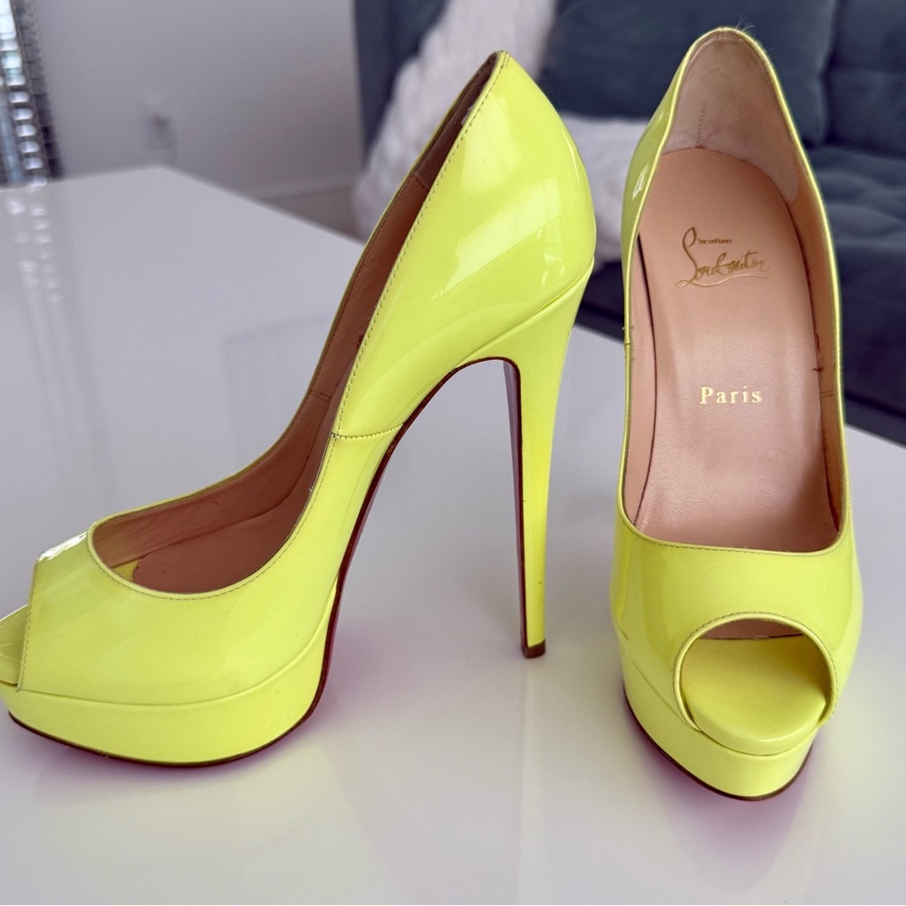Christian Louboutin Neon Yellow Peep Toe Heels